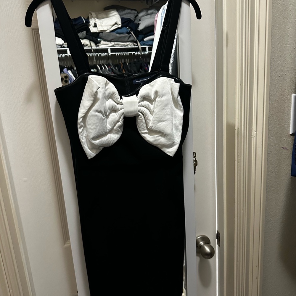 French Connection Black Dress with White Bow